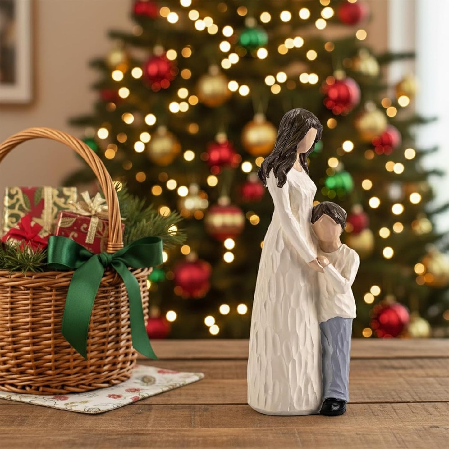 Regine Switzerland Mother and Son Figurines - Hand-Painted Family Sculpture Gift | 9.5" H for Birthdays, Mother's Day & More