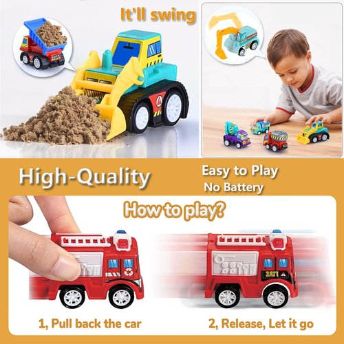 Atiger 18 PCS Easter Egg Fillers with Toys Inside, Easter Basket Stuffers for Toddlers Filled Pull Back Engineering Vehicles Plastic Eggs Party Favors for Kids Egg Hunt Gift Easter Basket Essentials