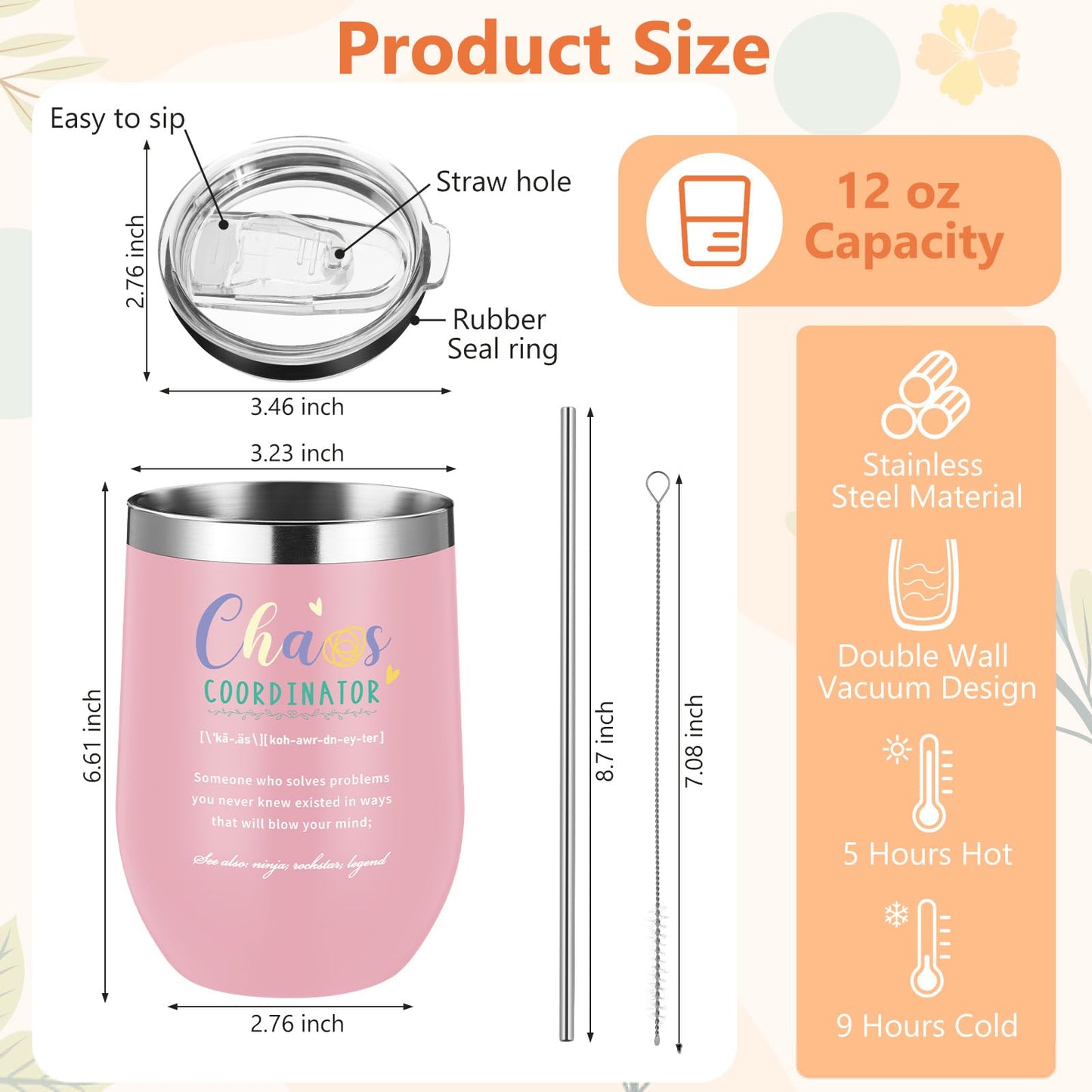 Sieral 24 Pcs Chaos Coordinator Gifts Employee Appreciation for Women Stainless Steel Tumbler with Lid Spiral Notebook with Sticky Note Pen Makeup Bag Thank You Gifts for Coworker Teacher Nurse