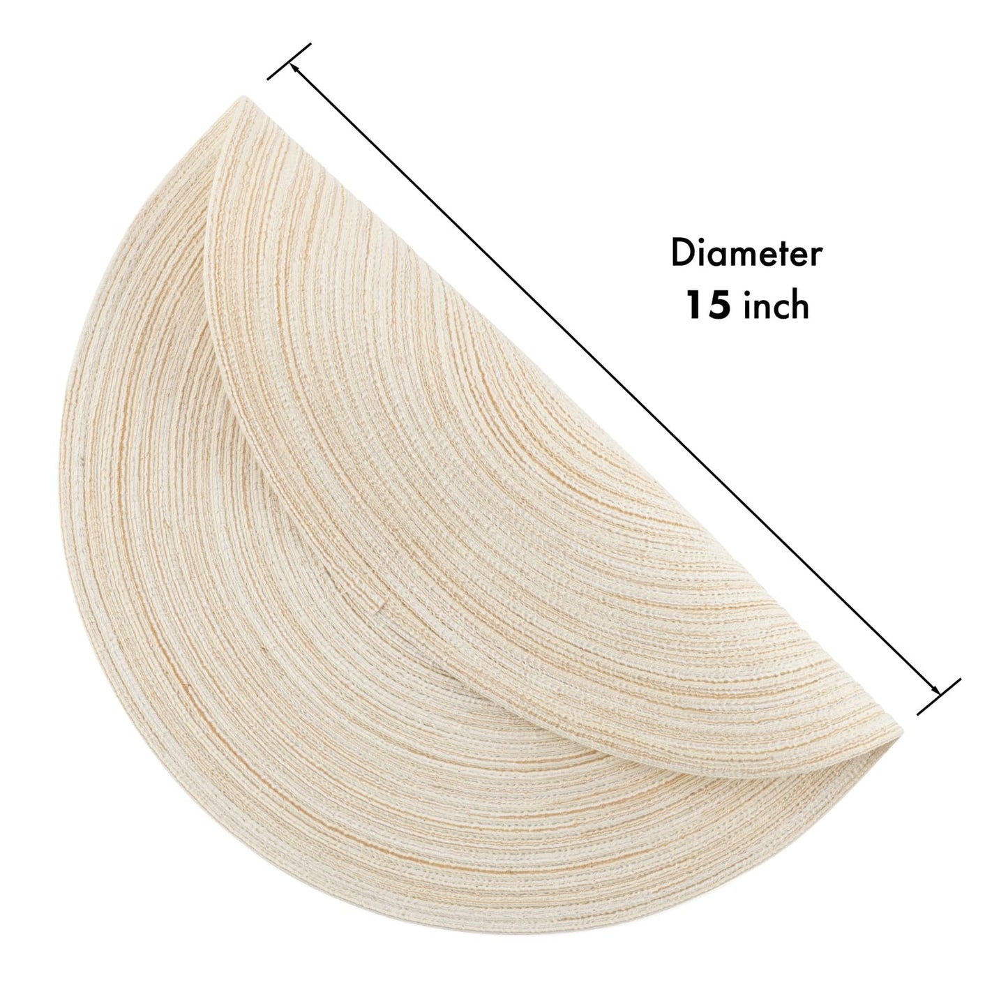 Winknowl Round Braided Placemats Set of 4 Washable Woven Heat Resistant Table Mats for Kitchen Dining Tables 15 inch Round Place Mats (Ivory,4)