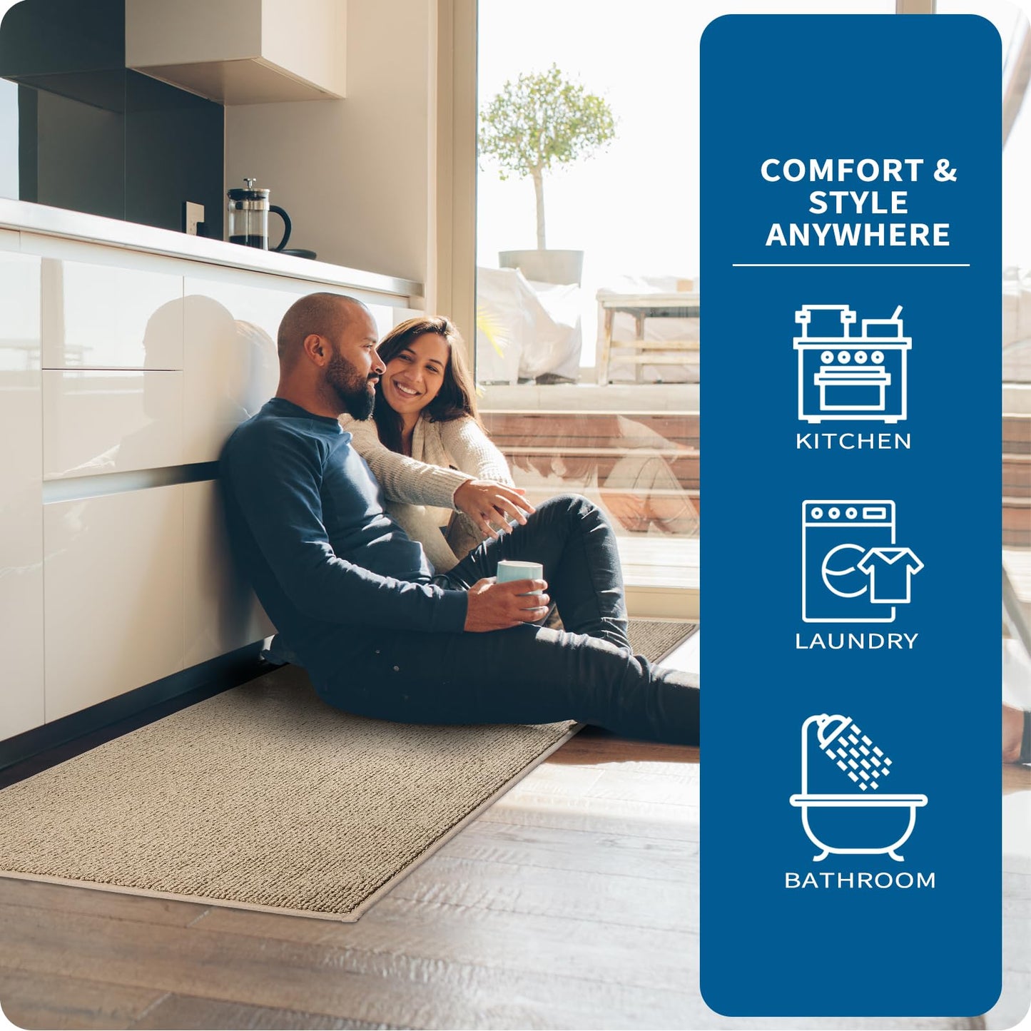 PURRUGS Machine Washable Kitchen Runner Rug 2ft x 6ft, Non-Slip/Skid Hallway Runner Rug, Super Absorbent Soft Area Rug for Hallway, Kitchen & Laundry, Rolled Packaging, Beige