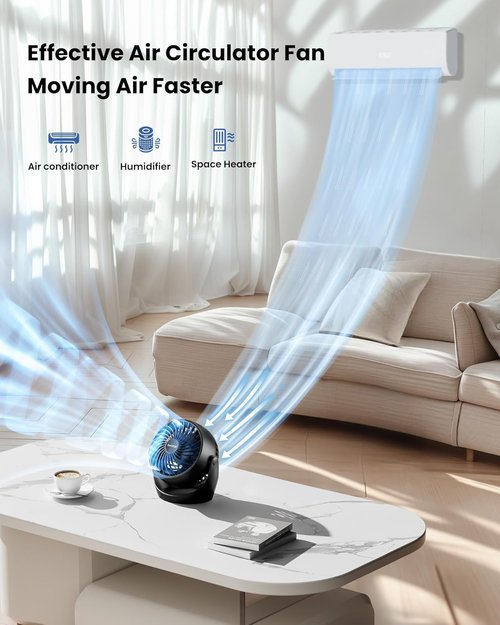 Gaiatop Desk Fan - 5-Inch Portable Electric Air Circulator | 3 Speed 360° Adjustable Tilt, Black
