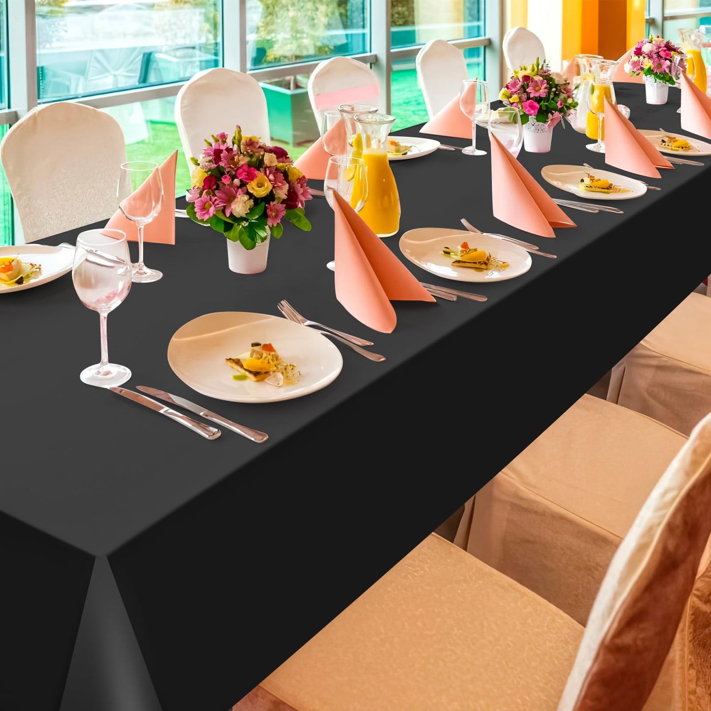YIDAKO 12Pcs Black Rectangle Tablecloth,Disposable Plastic Table Cloth,Waterproof Black Table Cover for Graduation Birthdays Weddings Anniversary Party Decorations,54 x 108 Inch
