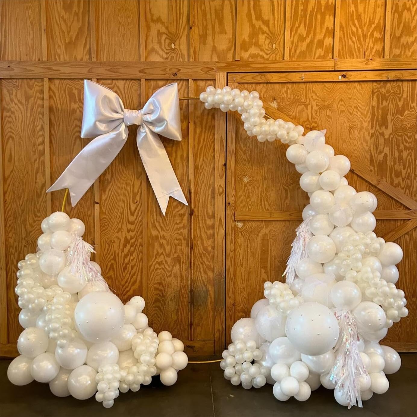 JZCZOEB Double Stuffed Pearl White Balloons Different Sizes 116Pcs 5/10/12/18 Inch White Balloons Arch Garland Kit with Pearl Stickers for Wedding Bridal Shower Birthday Baby Shower Birde to Be