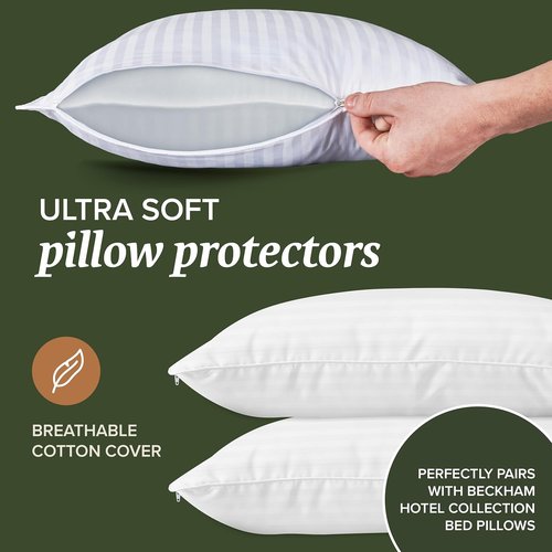 Beckham Hotel Collection Queen Size Pillows - Soft, Hypoallergenic Set of 2 with Protectors