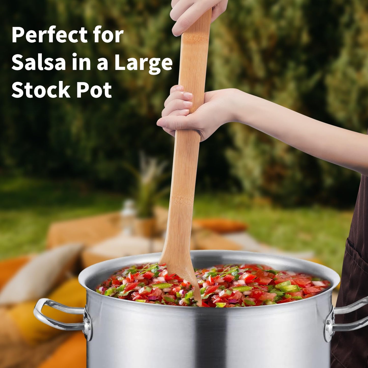 32 Inch Stirring Long Handle Bamboo Spoons Wooden Stir Sticks Extra Wide Kitchen Aid Bamboo Spatula Flat Paddle for Cajun Crawfish Seafood Cooking.