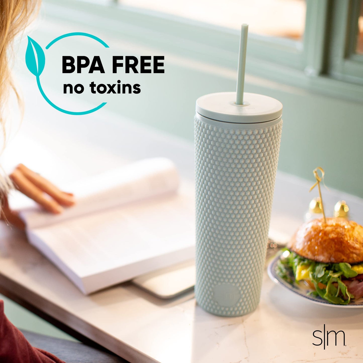 Simple Modern Plastic Matte Studded Tumbler with Lid and Straw | Reusable BPA Free Iced Coffee Cups Double Wall Smoothie Cup | Gifts for Women Men Him Her | Classic Collection | 24oz | Lavender Mist
