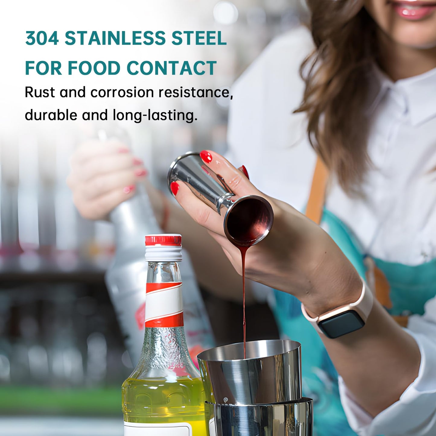 Stainless Steel Cocktail jiggers,Double Sided Jigger for Bartending, 2 OZ 1 OZ Dual Measuring Cup for Bar Party Wine Cocktail Drink Shaker (Silver)
