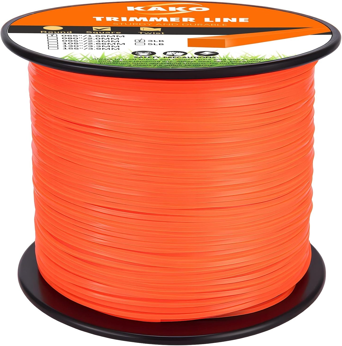 KAKO 065 Weed Trimmer Line - Durable Square Nylon String | 1680 Ft | Fits Most Trimmers