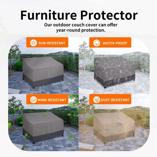 Easy-Going Heavy Duty Outdoor Loveseat Cover - Waterproof & Windproof Patio Sofa Cover | 58" x 32.5" x 31" - Gray/Dark Gray