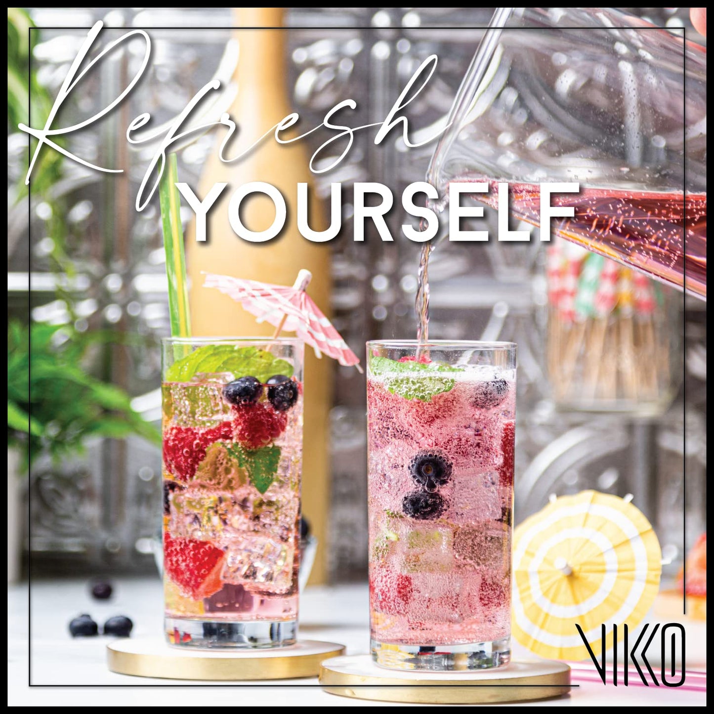 Vikko Water Glasses, Set of 4 Drinking Glasses, Thick and Durable Tumbler, 10 Ounce Tall Kitchen Glasses, Dishwasher Safe Highball Glass Tumbler, Heavy Duty Cups