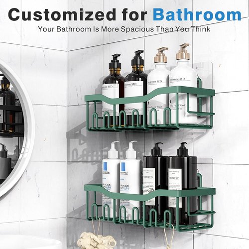 EUDELE Shower Caddy - 2 Pack Adhesive Organizer for Bathroom & Kitchen | Rustproof Stainless Steel, No Drilling