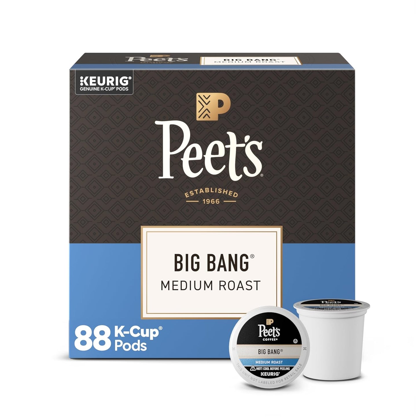Peet's Coffee Medium Roast K-Cup Pods - 100% Arabica Big Bang Flavor | 88 Count (4 Boxes of 22 Pods)