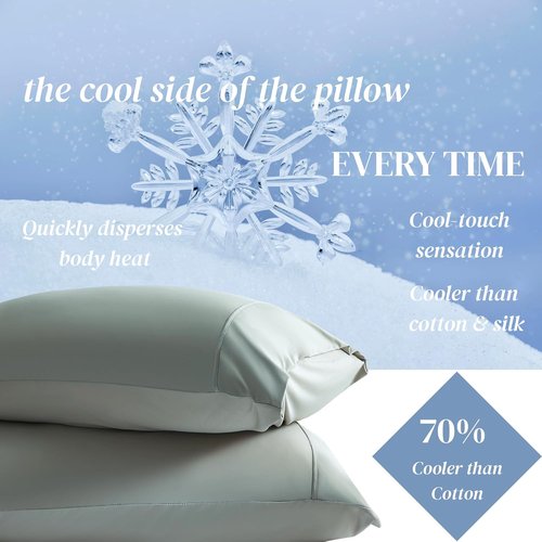 Beckham Hotel Collection Cooling Pillowcases - Silky Soft & Breathable | Standard/Queen Size Set of 2, Aqua Gray