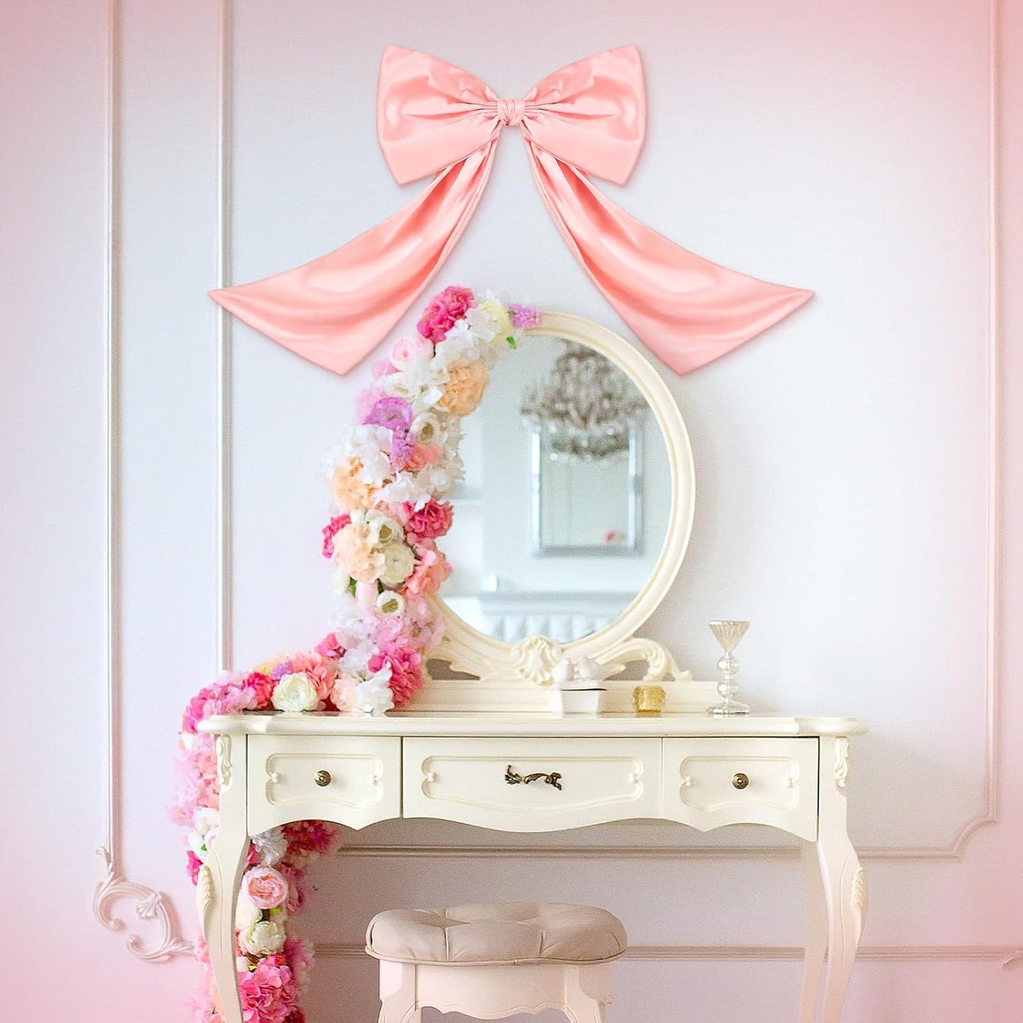 Wavwavw Pink Large Bow Decor - Giant Satin Ribbon Tie for Birthday & Wedding Backdrop | 24 x 18 Inches