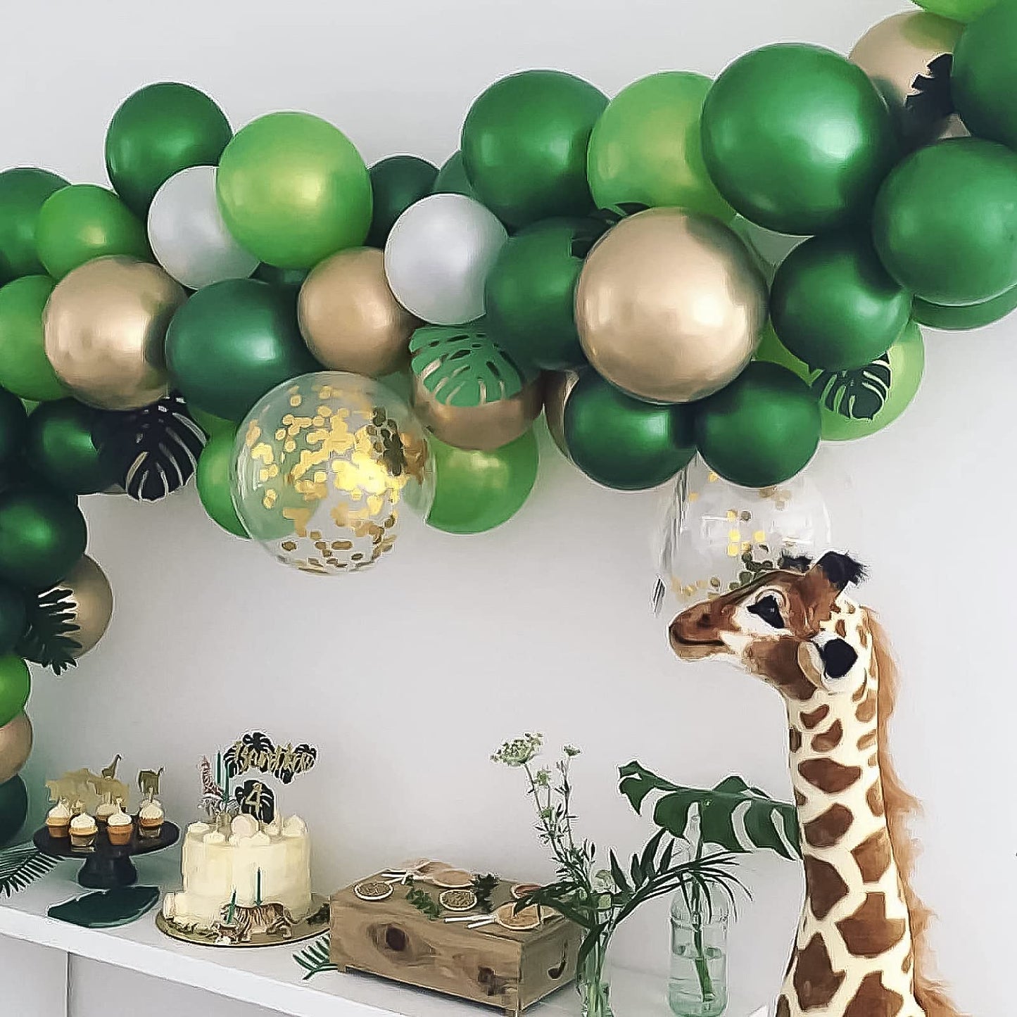 RUBFAC 129pcs Dark Green Balloons Different Sizes 18 12 10 5 Inches Emerald Green Latex Balloon Garland Arch for Masquerade Party Decorations Birthday Baby Shower Wedding Safari Jungle Party Supplies