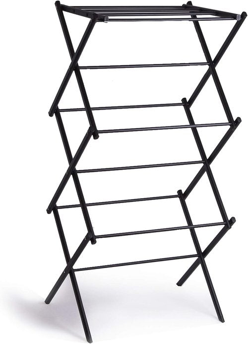 BINO 3-Tier Collapsible Drying Rack - Black | Foldable & Portable Indoor/Outdoor Clothes Dryer