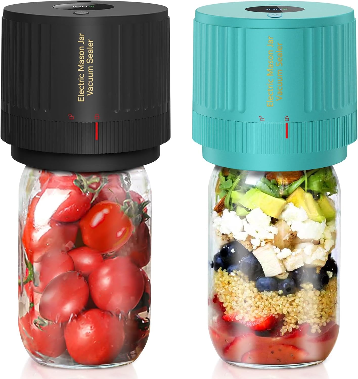 LOVE MOMENT Electric Mason Jar Vacuum Sealer Kit - Black & Green for Fresh Food Storage