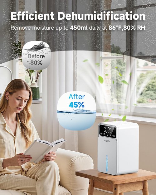 Dehumidifier - Regine Switzerland 60 OZ Capacity | Auto Shut-Off for Medium Rooms Up to 500 Sq.Ft, Quiet & Portable
