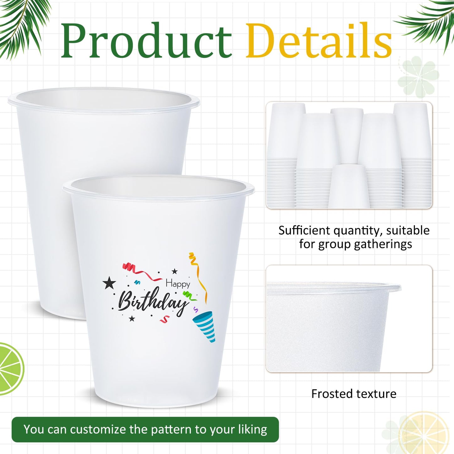 Jingmore 100 Pcs 12 oz Clear Frosted Plastic Cups Bulk for Wedding Stadium Blank Plastic Drinking Frosted Cups Disposable Party Tumblers for Wedding Painting Stadium Events Marketing (White)