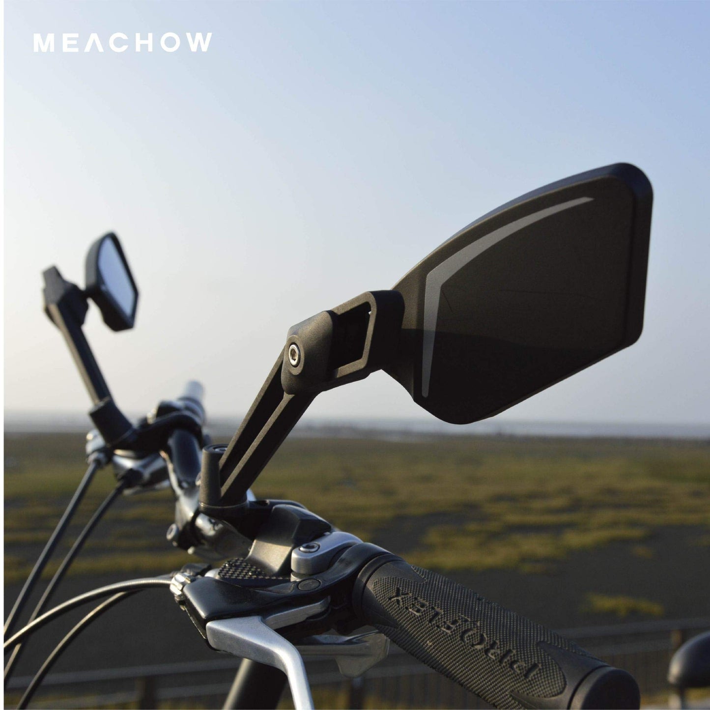 MEACHOW New Scratch Resistant Glass Lens,Handlebar Bike Mirror, Adjustable Safe Rearview Mirror, Bicycle Mirror (Blue Left Side) ME-003LB