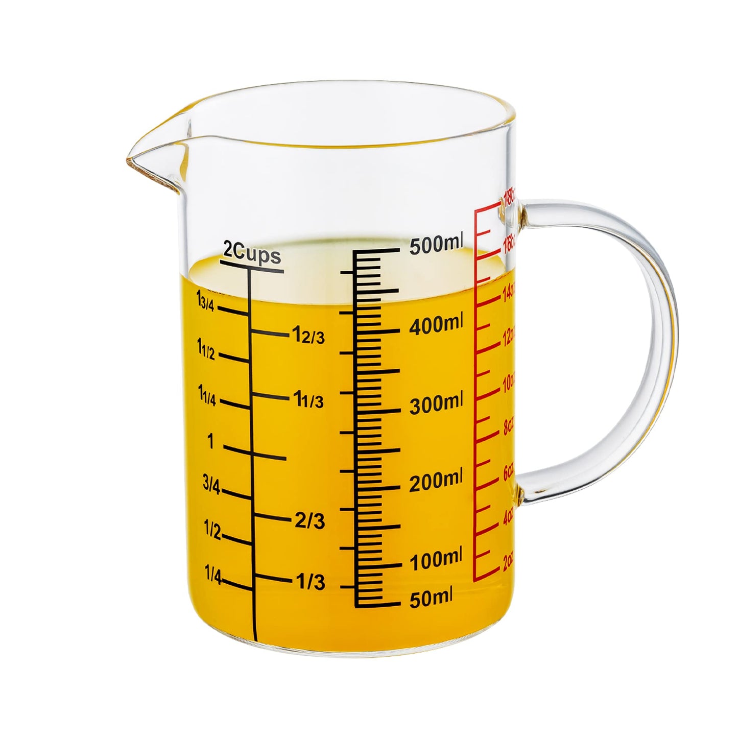 Ackers BORO3.3 Glass Measuring Cup-[Insulated handle | V-Shaped Spout]-Made of High Borosilicate Glass Measuring Cup for Kitchen or Restaurant, Easy to Read, 1000 ML (32 Oz, 4 Cup)