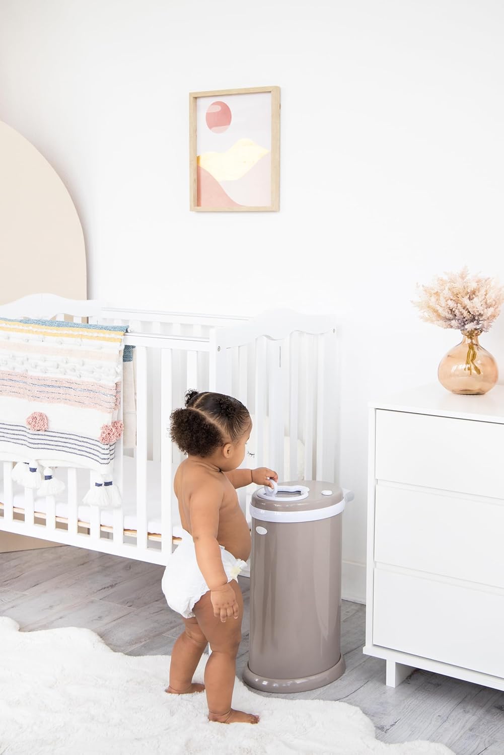 Ubbi Stainless Steel Diaper Pail - Odor Locking Design, No Special Bags Required | Taupe Color