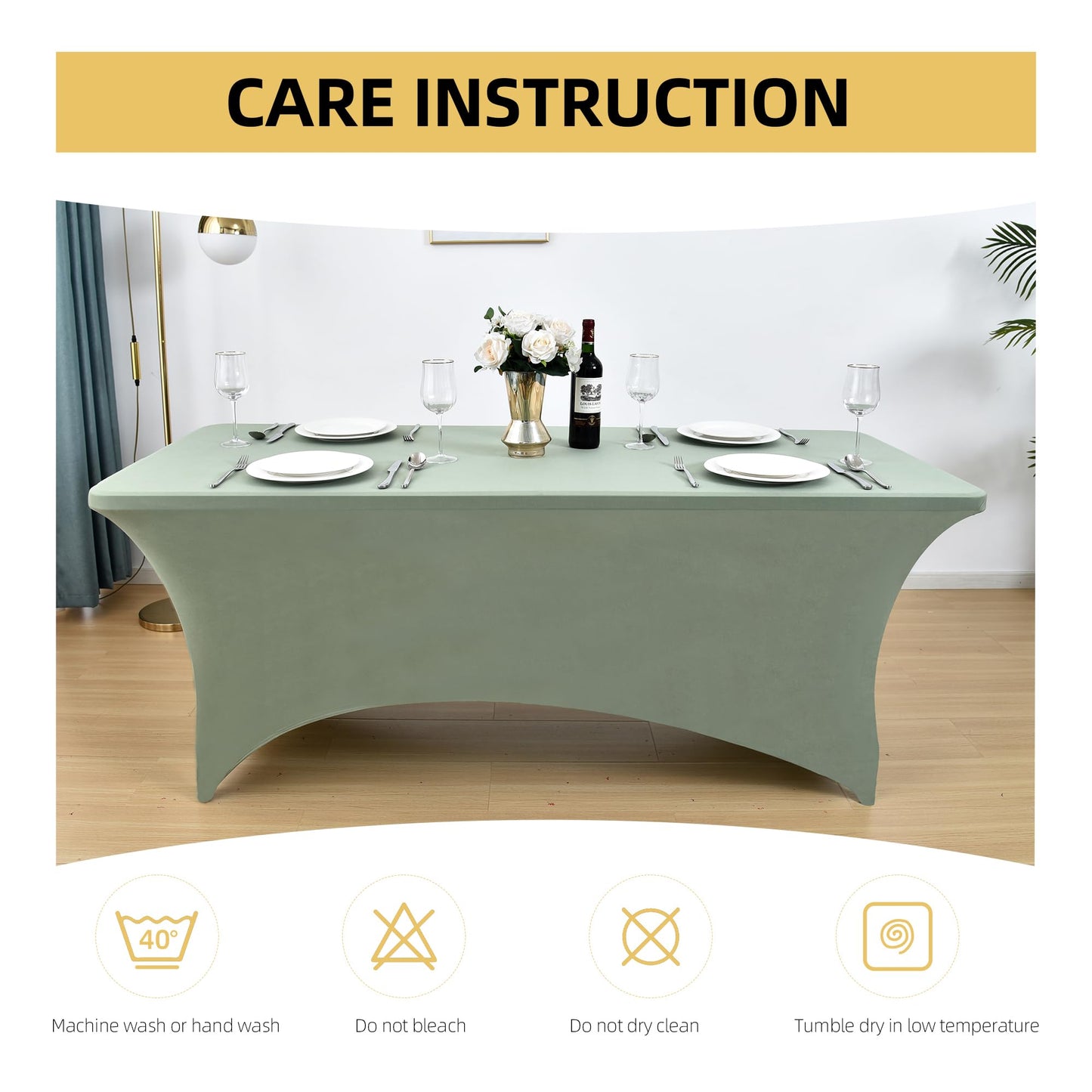 ZarzaaSik 118 2-Pack 4ft Spandex Table Covers for Rectangular Folding Tables - Wrinkle Resistant Stretch Tight Table Cloths - Ultimate Fitted Table Protector for Parties, Banquet, and Wedding
