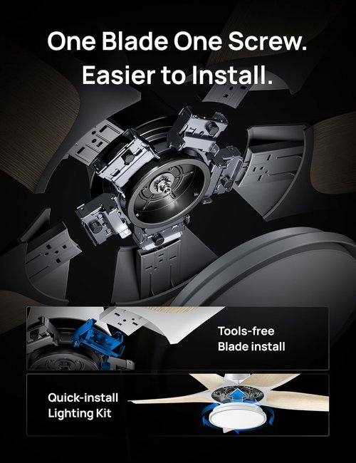 Dreo Smart Ceiling Fan - 52'' Low Profile Design with Dimmable RGB Lighting & Alexa Control | Quiet Operation