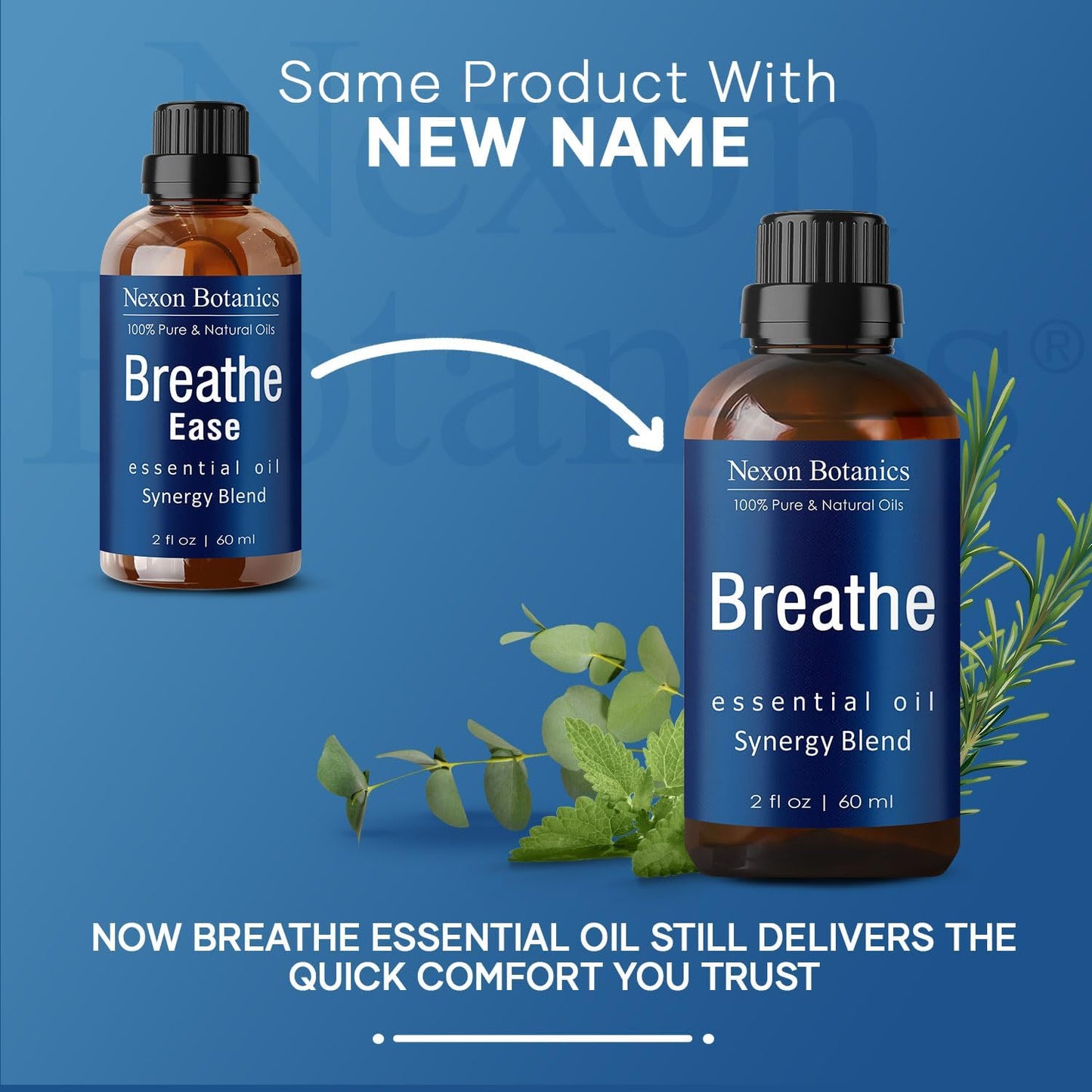 Nexon Botanics Breathe Essential Oil Blend 60ml - Sinus Relief with Menthol - Ideal for Humidifiers & Diffusers