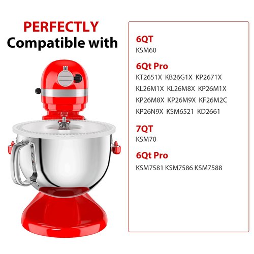 6QT Stainless Steel Bowl and Bowl Lid Covers for Kitchenaid Stand Mixers, Kitchen Aid Mixing Replacement attachment for 6QT Lift Mixer with Handle, Dishwasher safe.