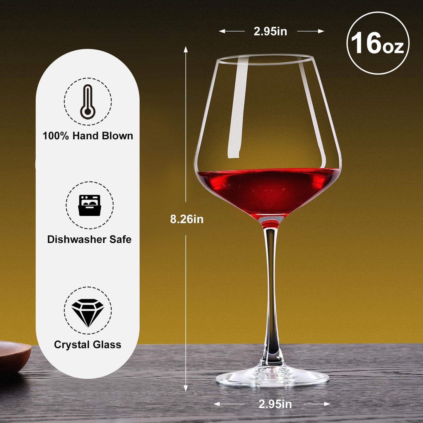 PARACITY Wine Glasses, christmas gift, Clear Glass, Long Stem Wine Glass for Red and White Wine - 10 OZ (Set of 2) (2, 16, Fluid Ounces)