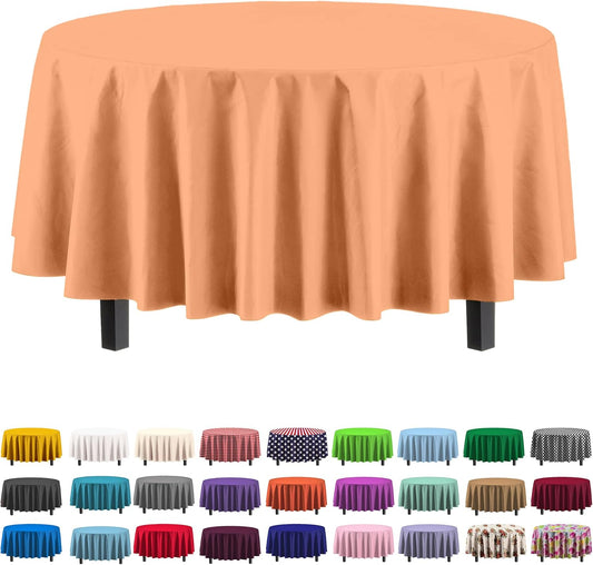 Ivory 84-Inch Round Tablecloth - 12-Pack Premium Plastic Party Supplies