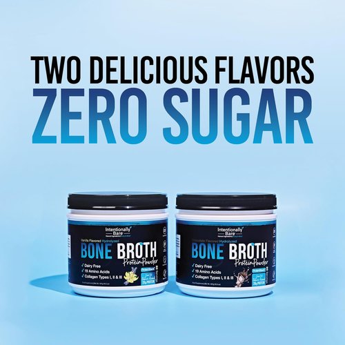 Intentionally Bare Bone Broth Protein Powder - Chocolate Flavor, Grass-Fed, Dairy-Free | 20 Servings with Multi Collagen Peptides