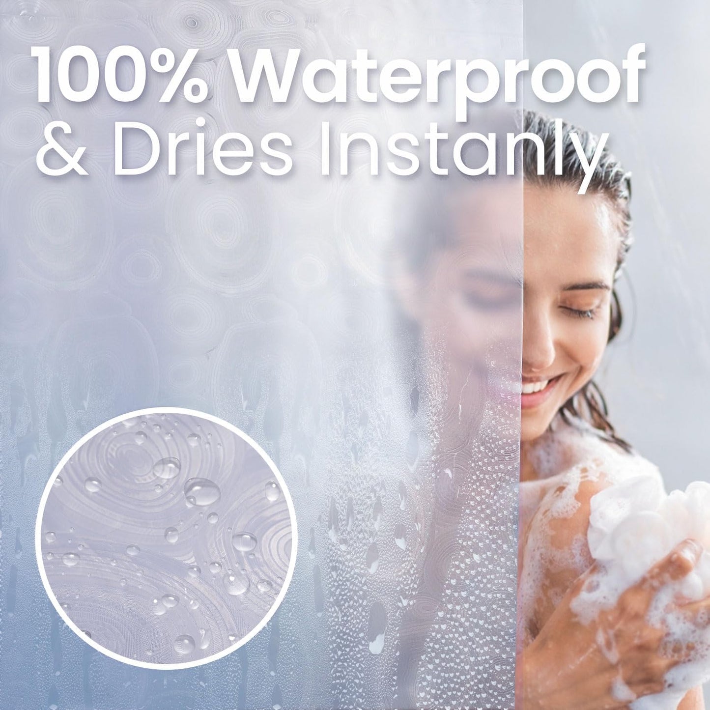 LiBa PEVA Shower Curtain Liner - 8G Waterproof, 72x72 Inch with Magnets & 12 Plastic Rings | Oceanic Gradient Design