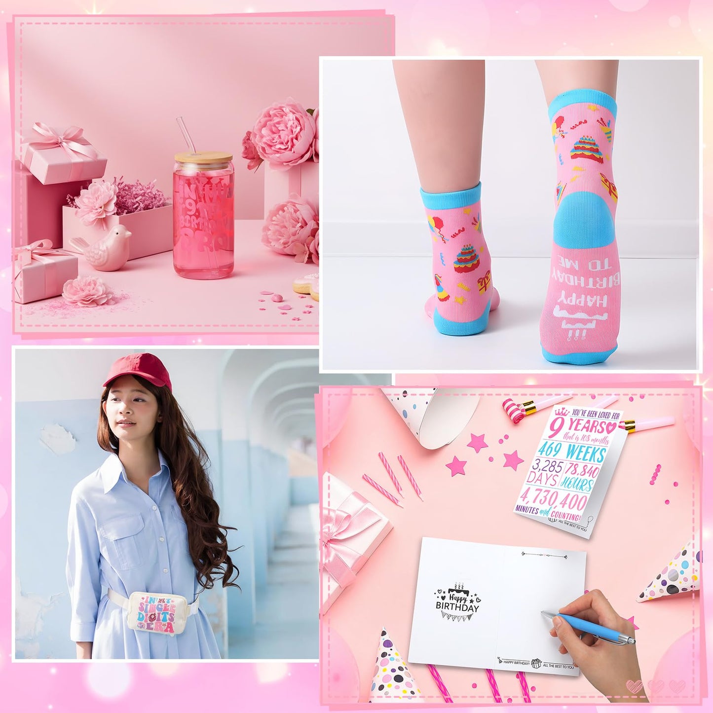 Skylety 9 Year Old Girl Gifts Ideas Gifts for 9 Year Old Beautiful Teen Girls Birthday Decorations Set of 9 Popular Present Basket Box for Her