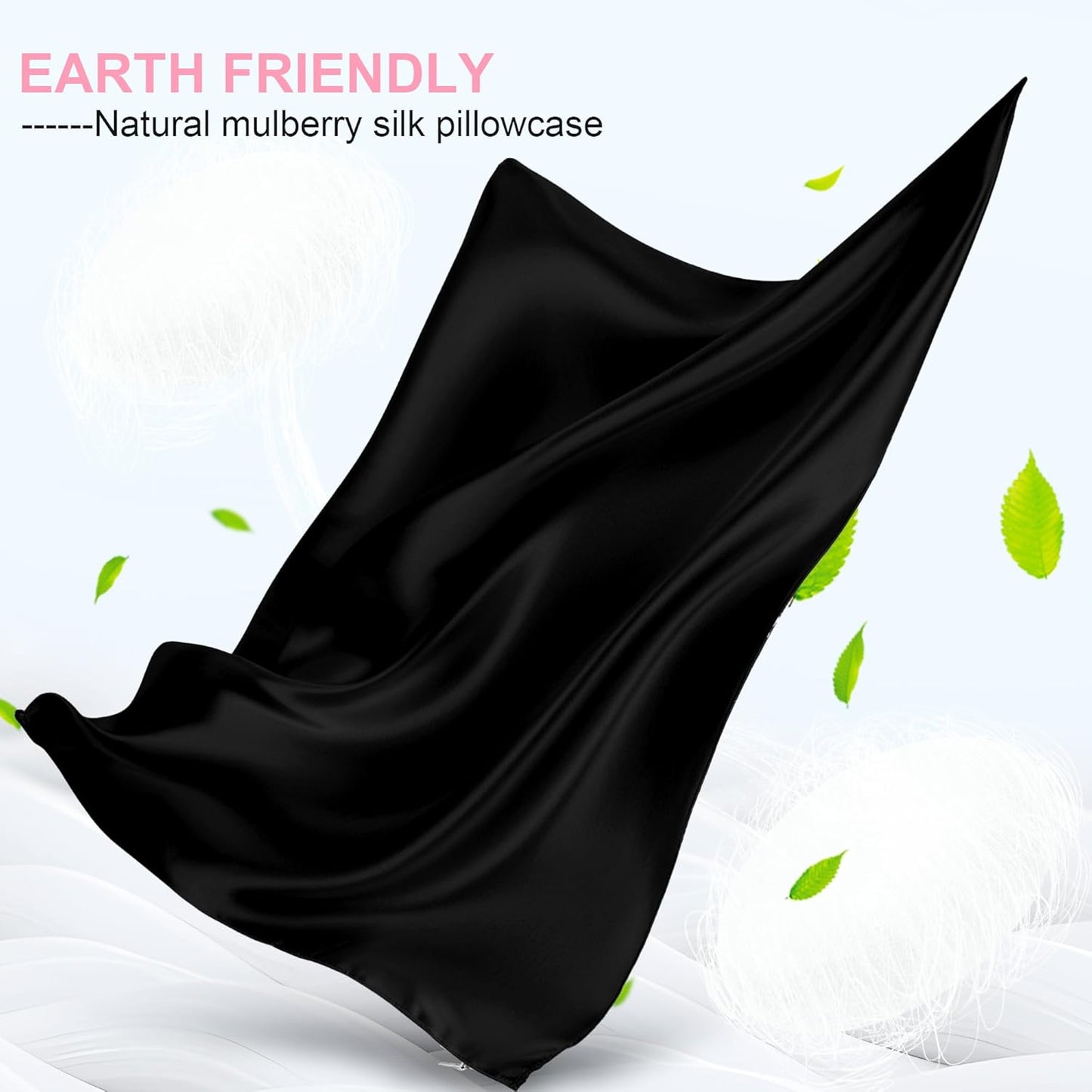 Mulberry Silk Pillowcases by Skiennix - King Size with Hidden Zipper | Soft, Breathable, Cooling for Hair & Skin - Black