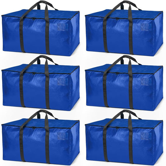 ClearSpace Heavy Duty Moving Bags - Water Resistant Storage Bags or Storage Bins with Lids and Moving Supplies - Large Moving Boxes for College Dorm, Travel, Closet Organization - 6 Pack