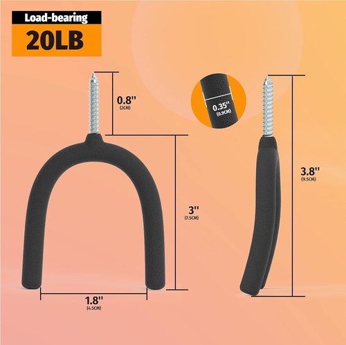 HUHOLE U Hooks Value Set - 16 Pack Vinyl Coated Steel Utility Hangers for Organizing Tools | Black