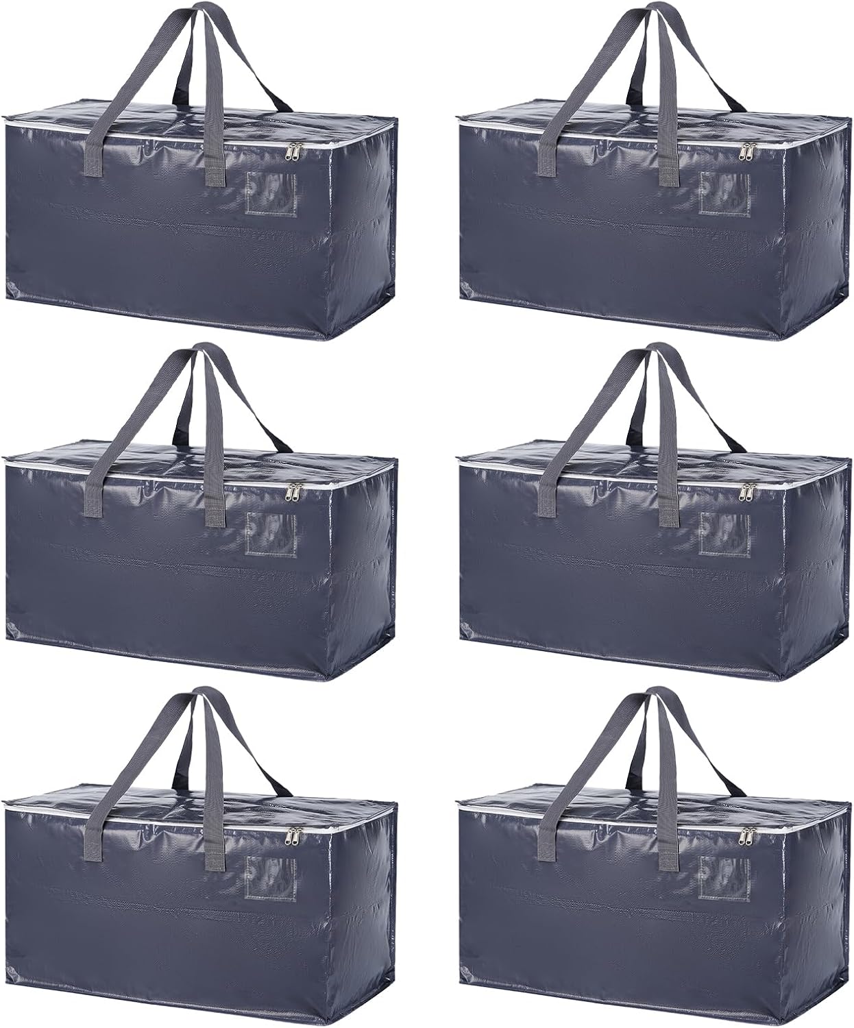 Skiennix Extra Heavy Duty Moving Bags - 6 Pack Sturdy Water-Resistant Storage Bags | Black