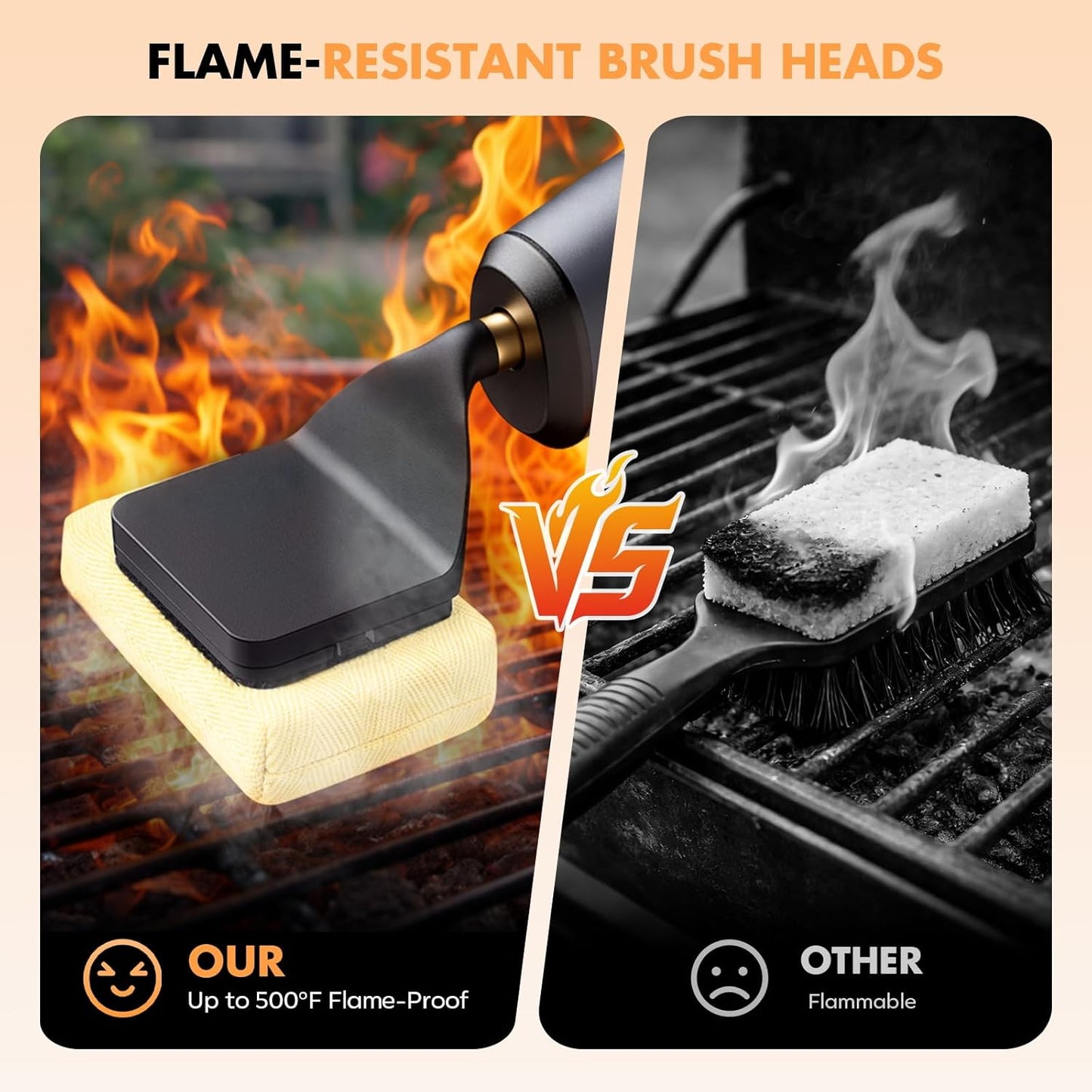 Skiennix Electric Grill Brush - Cordless Bristle-Free BBQ Cleaner with 3 Heads | 240 Mins Runtime (Gray)