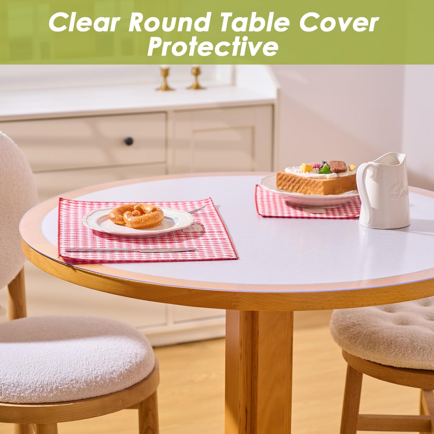 La Protéa Round Clear Table Protector 42 Inch, 2.0mm Thick Heavy Duty Table Pad, Waterproof Heat Resistant Tablecloth Dining Table Cover for Wood Glass Marble Tables