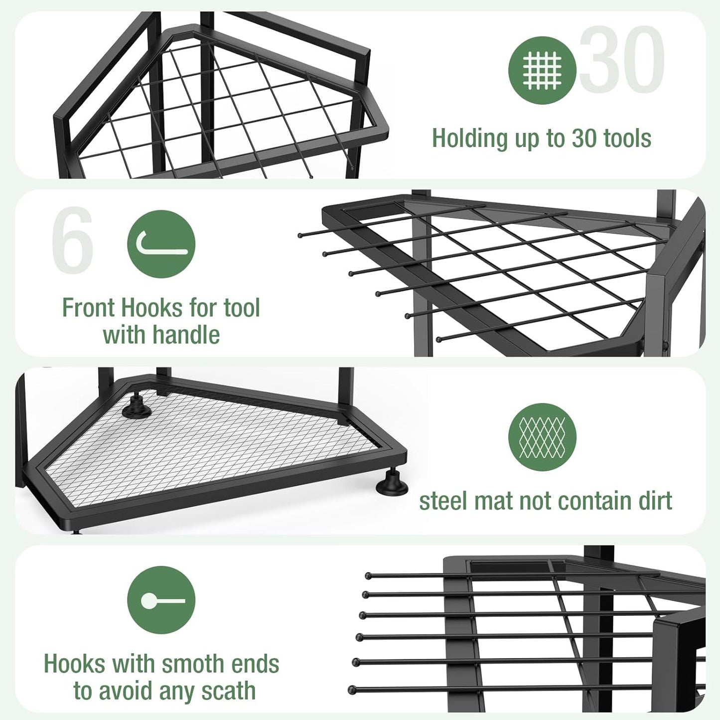 Metal Garden Tool Organizer by [Brand Name] - Heavy Duty Storage Rack for Long-Handled Tools | Corner Design