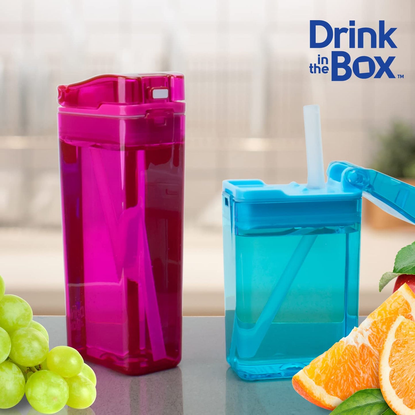Precidio New 2022 Drink in the Box Design Eco-Friendly Reusable Drink Container, 12oz (Blue) 1012BL