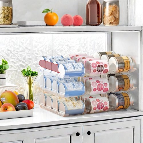 Attelite Can Organizer - 2-Tier Stackable Storage for 24 Cans | Clear Pantry & Fridge Solution