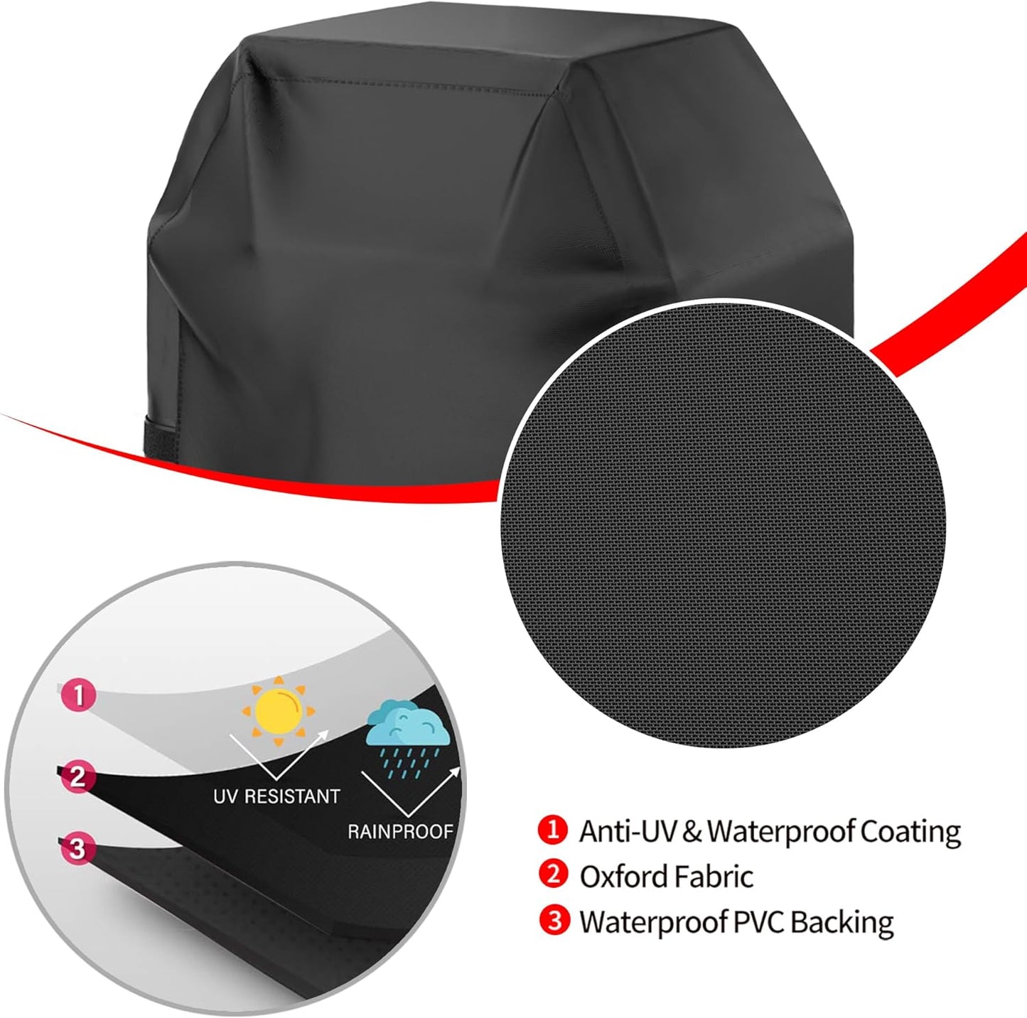 Skiennix 40-Inch Waterproof Gas Grill Cover - Weather Resistant & UV Protected | Black