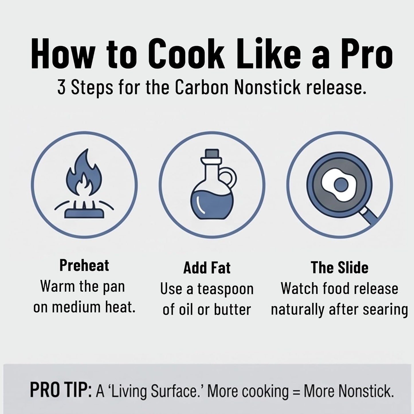 Misen Carbon Nonstick™ Skillet - High Heat Ready Nitrided Carbon Steel - 8 Inch Induction & Oven Safe