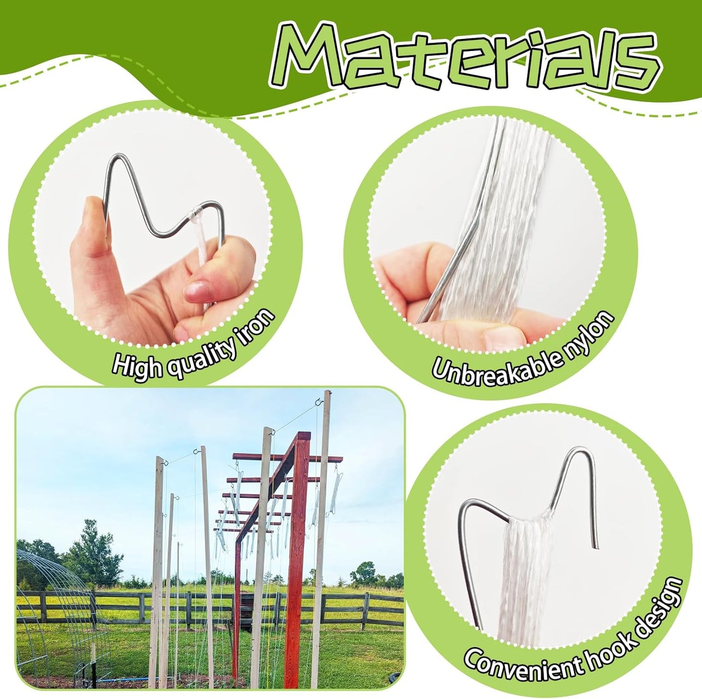 OJYUDD Tomato Hooks - 130 Pcs Plant Support Clips with 32.8ft Twine for Climbing Vegetables & Flowers