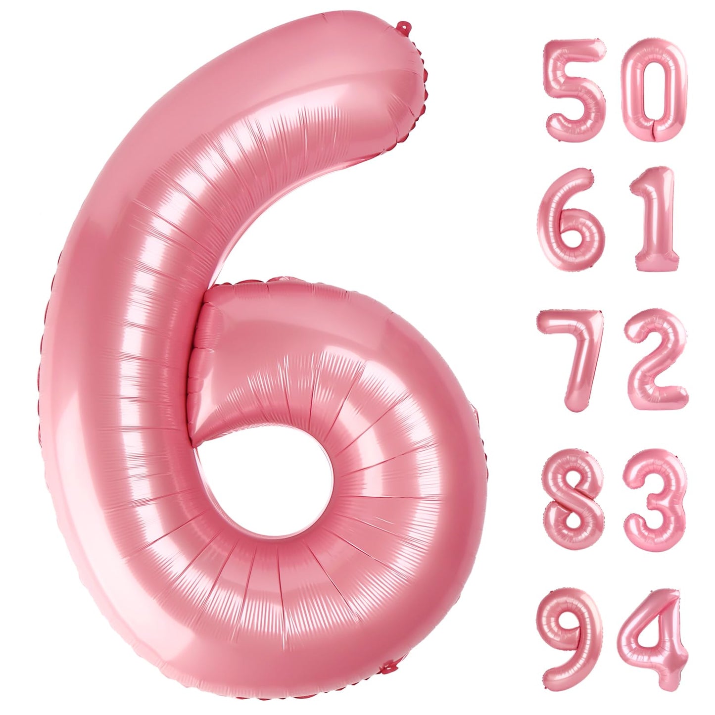 Pearlescent Pink 6 Balloon, Number Balloons 40 Inch, 6th Balloons for Birthday Decorations, Pastel Pink Party Supplies 6 Birthday Balloon, Number 6 Balloon