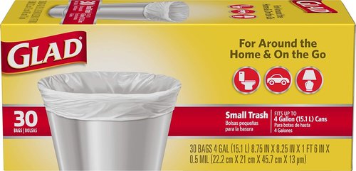 Glad Trash Bags | Small 4 Gallon White Garbage Bags - 30 Count for Easy Cleanup